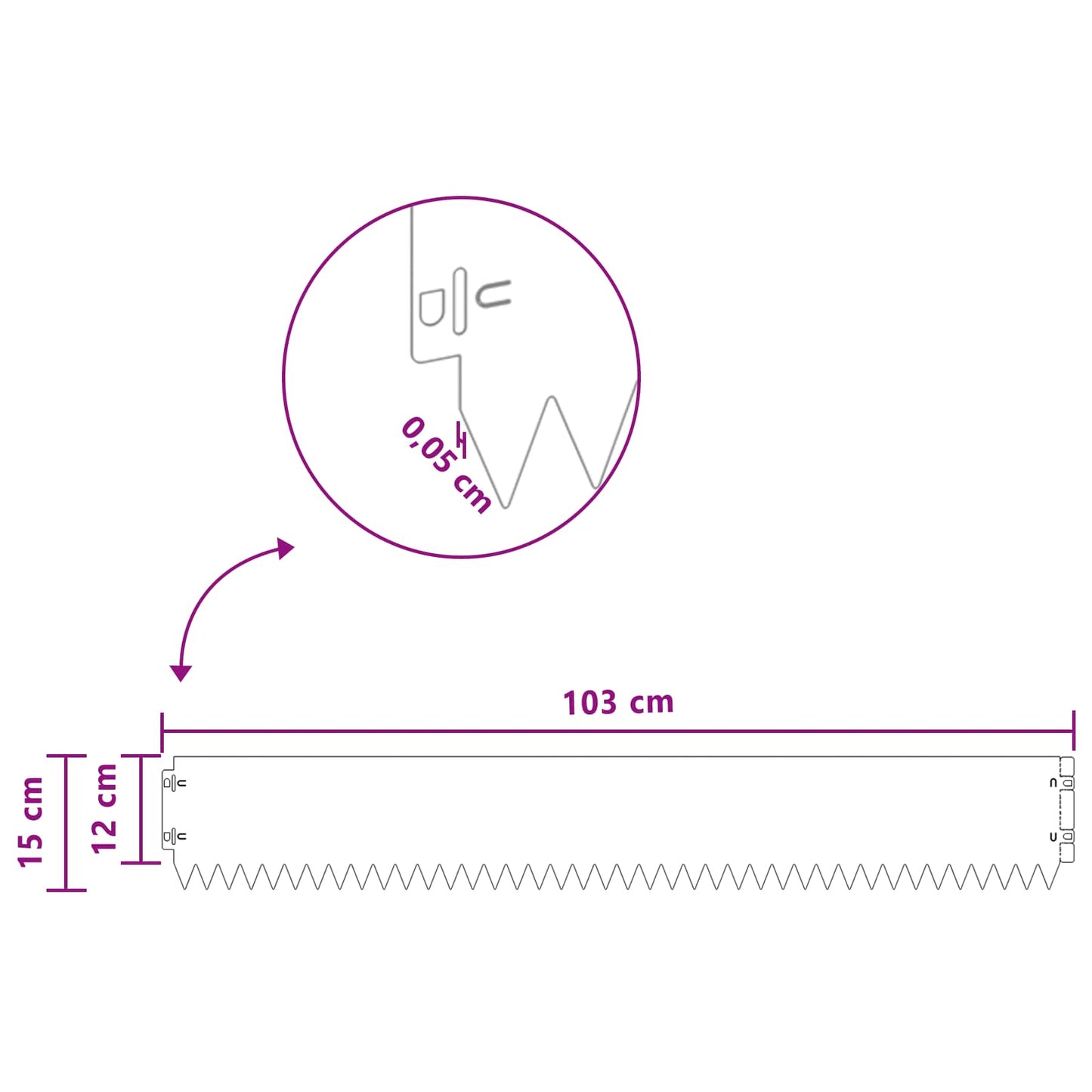Plænekant 20 pcs 103 x 15 cm Stål Sort