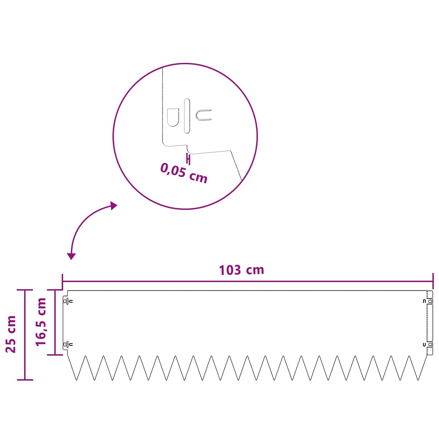 Plænekant 10 pcs 103 x 25 cm Stål Rusten
