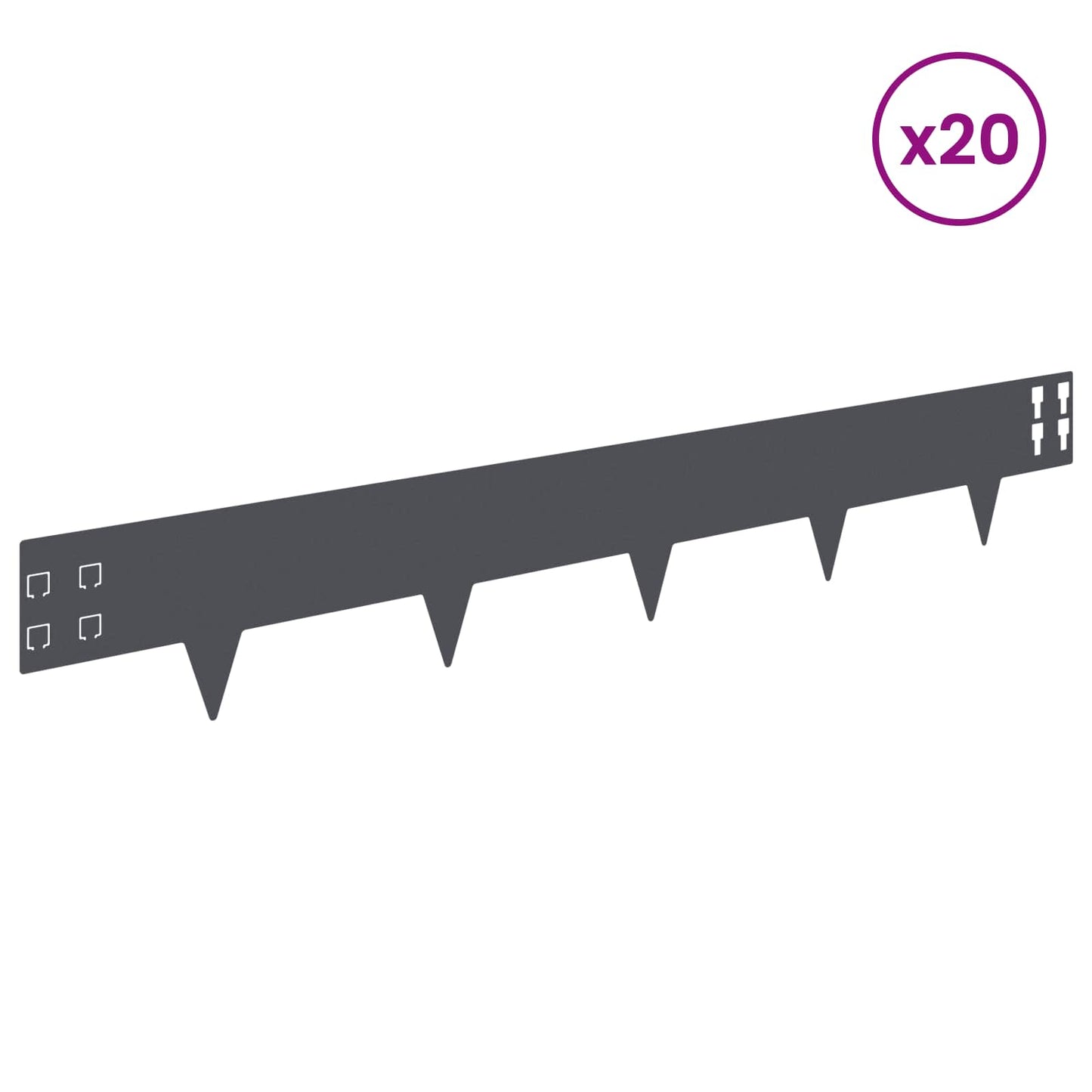 Plænekant 20 pcs 100 x 15 cm Stål Antracit
