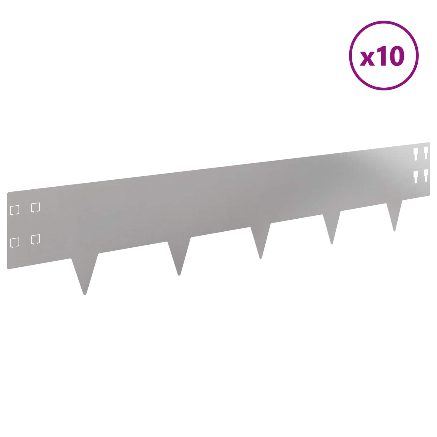 Plænekant 10 pcs 100 x 20 cm Stål Sølv