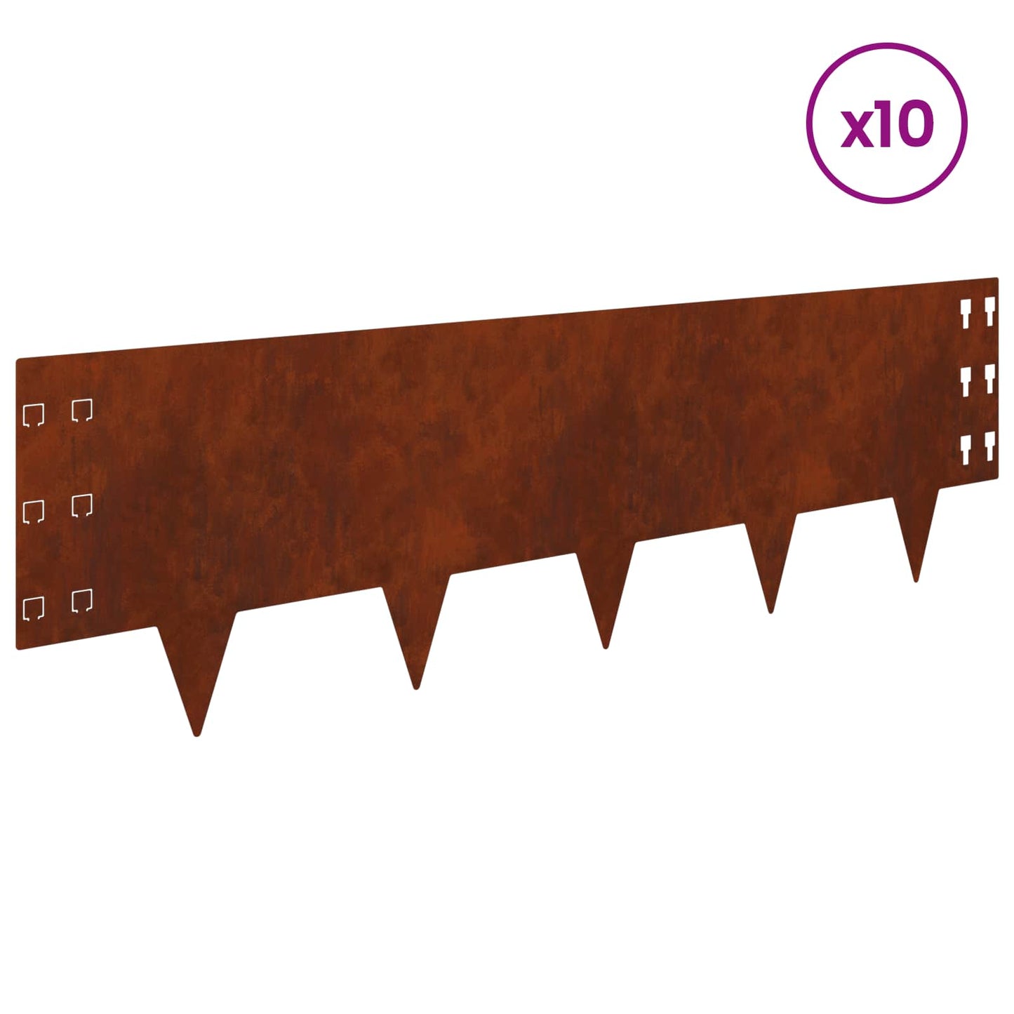 Plænekant 10 pcs 100 x 30 cm Stål Rusten