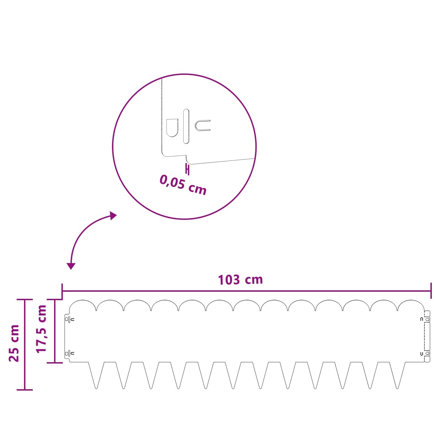 Plænekant 10 pcs 103 x 25 cm Stål Sort