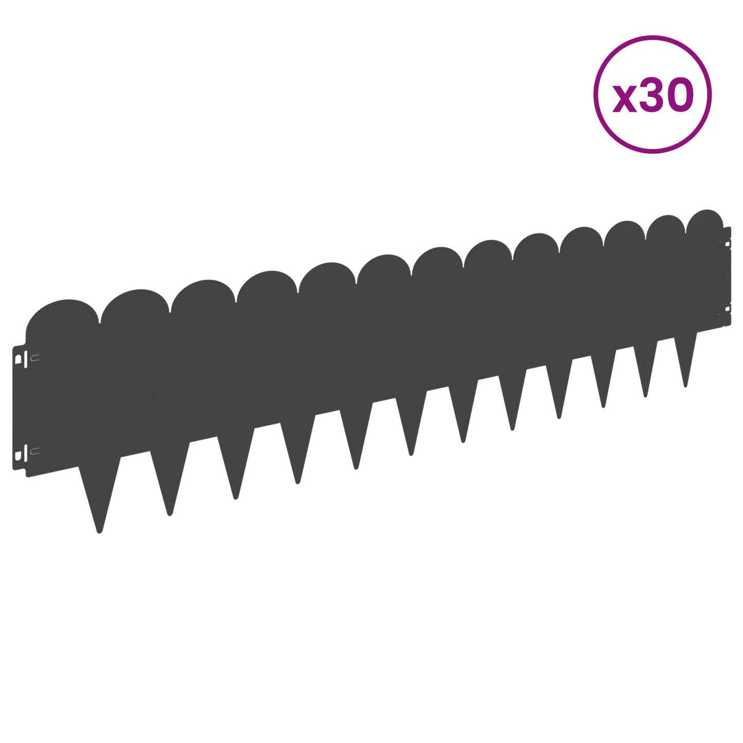 Plænekant 30 pcs 103 x 25 cm Stål Sort