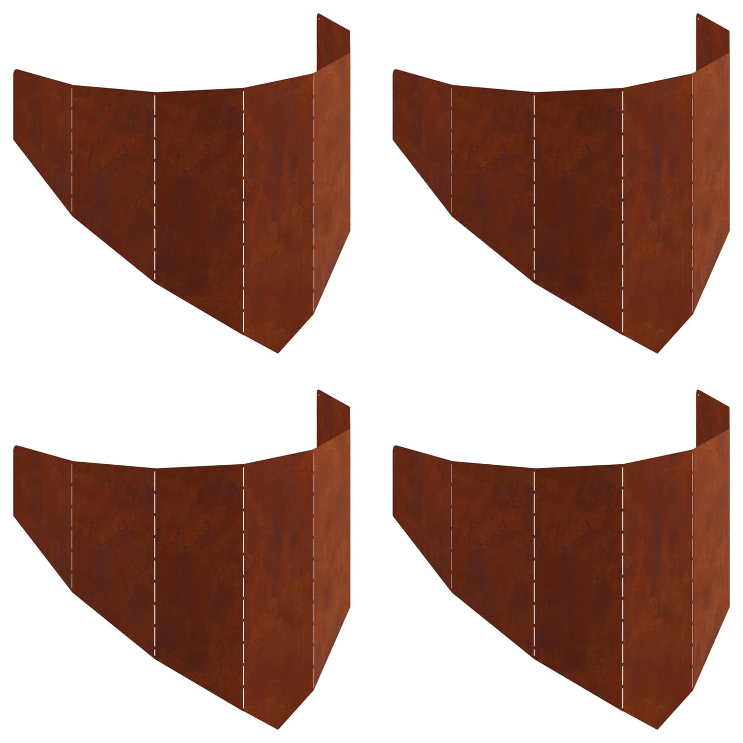 Plænekant 4 pcs 100 x 45 cm Stål Rusten