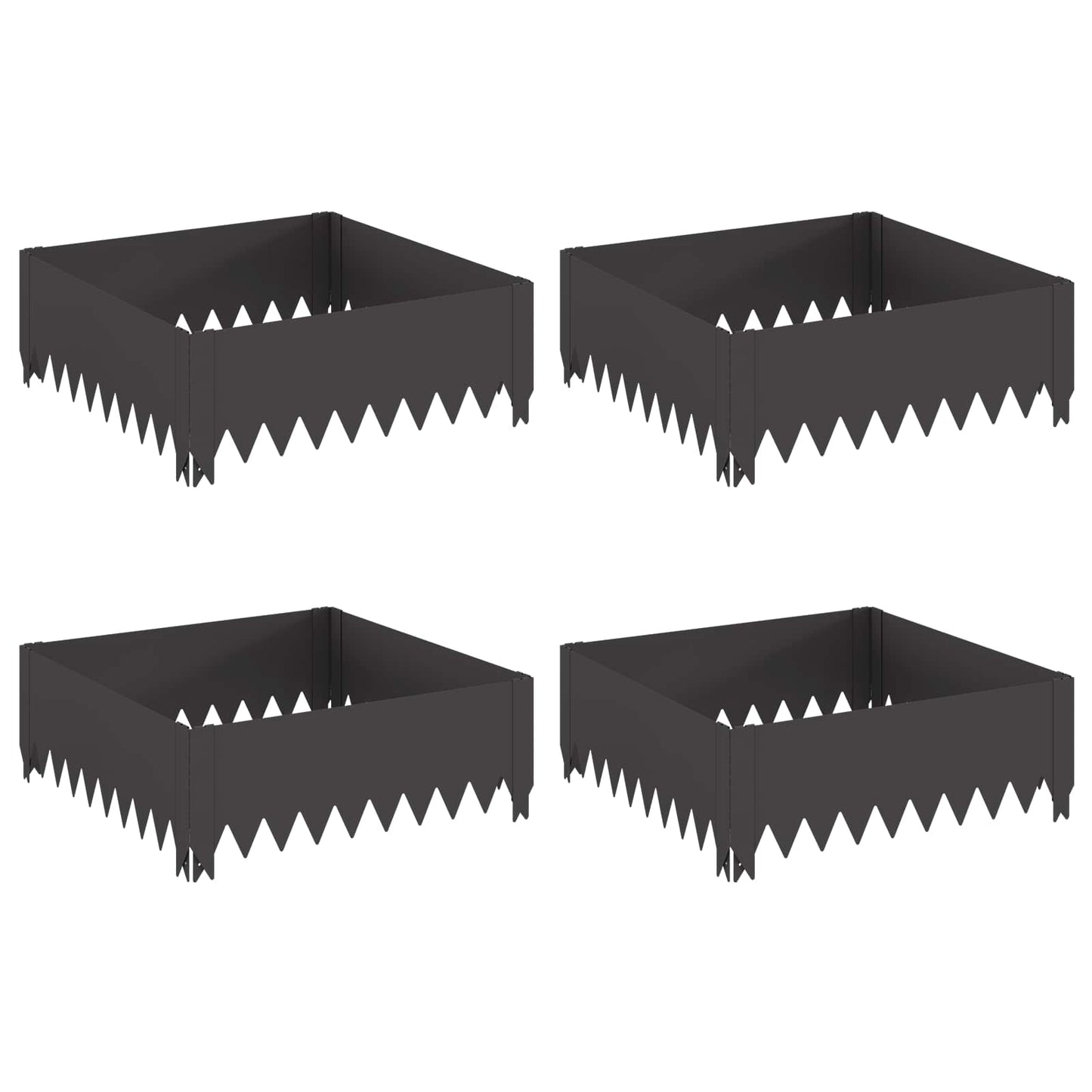 Plænekant 4 pcs 60 x 60 x 20 cm Stål Sort