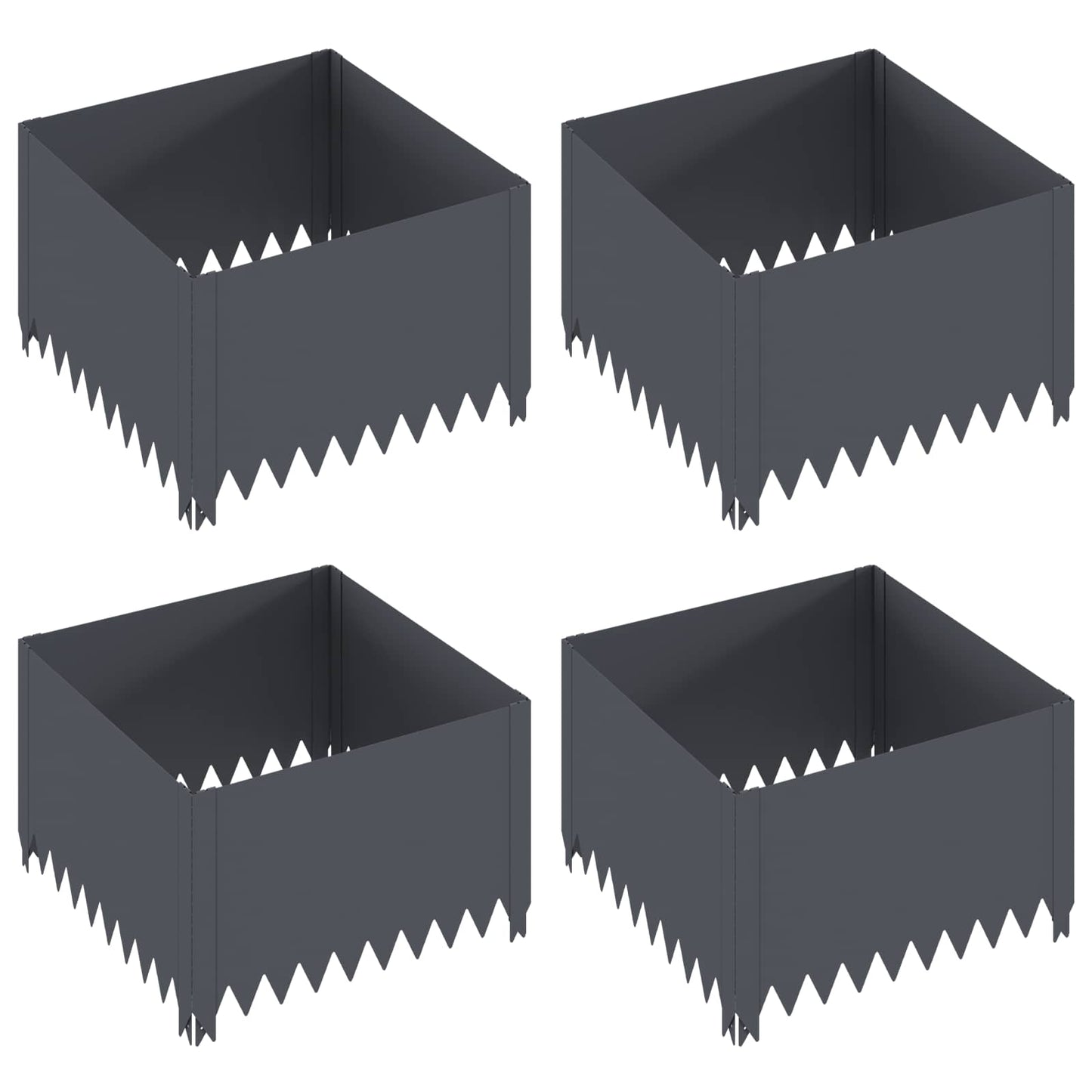Plænekant 4 pcs 60 x 60 x 35 cm Stål Antracit