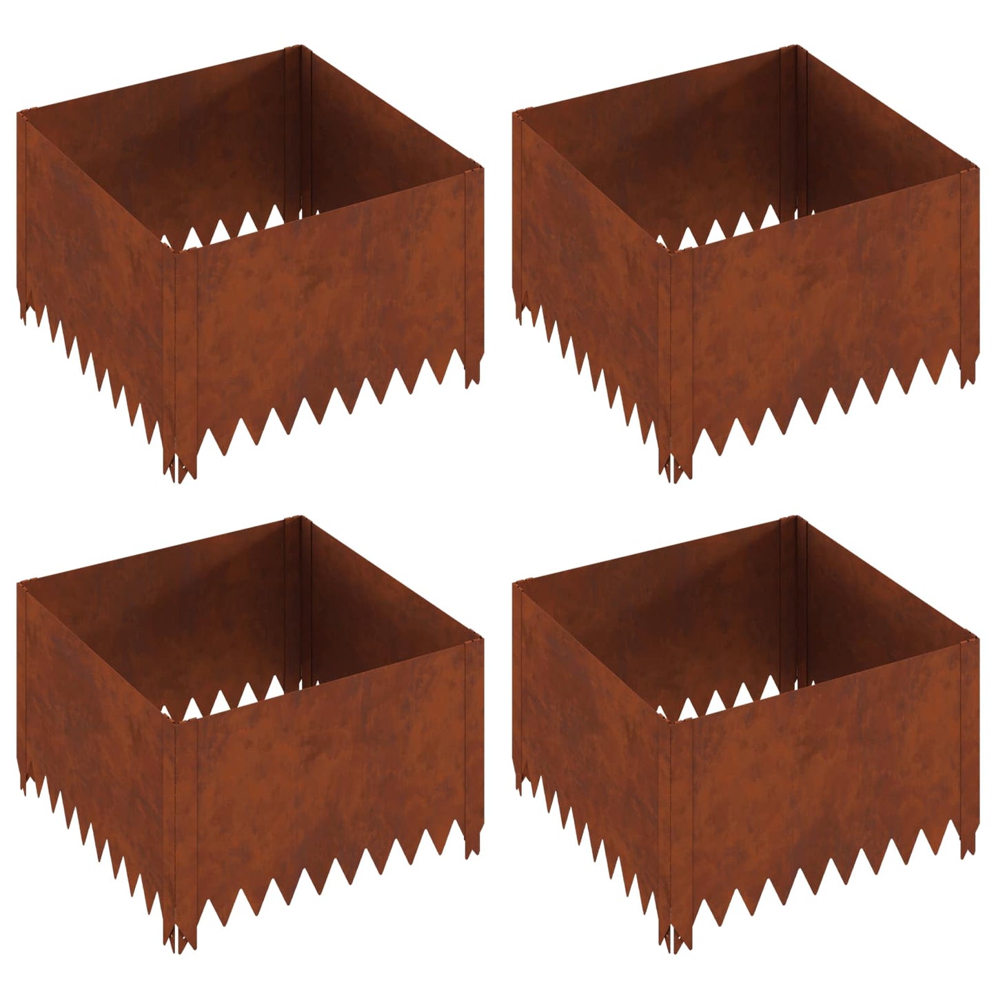 Plænekant 4 pcs 60 x 60 x 35 cm Stål Rusten