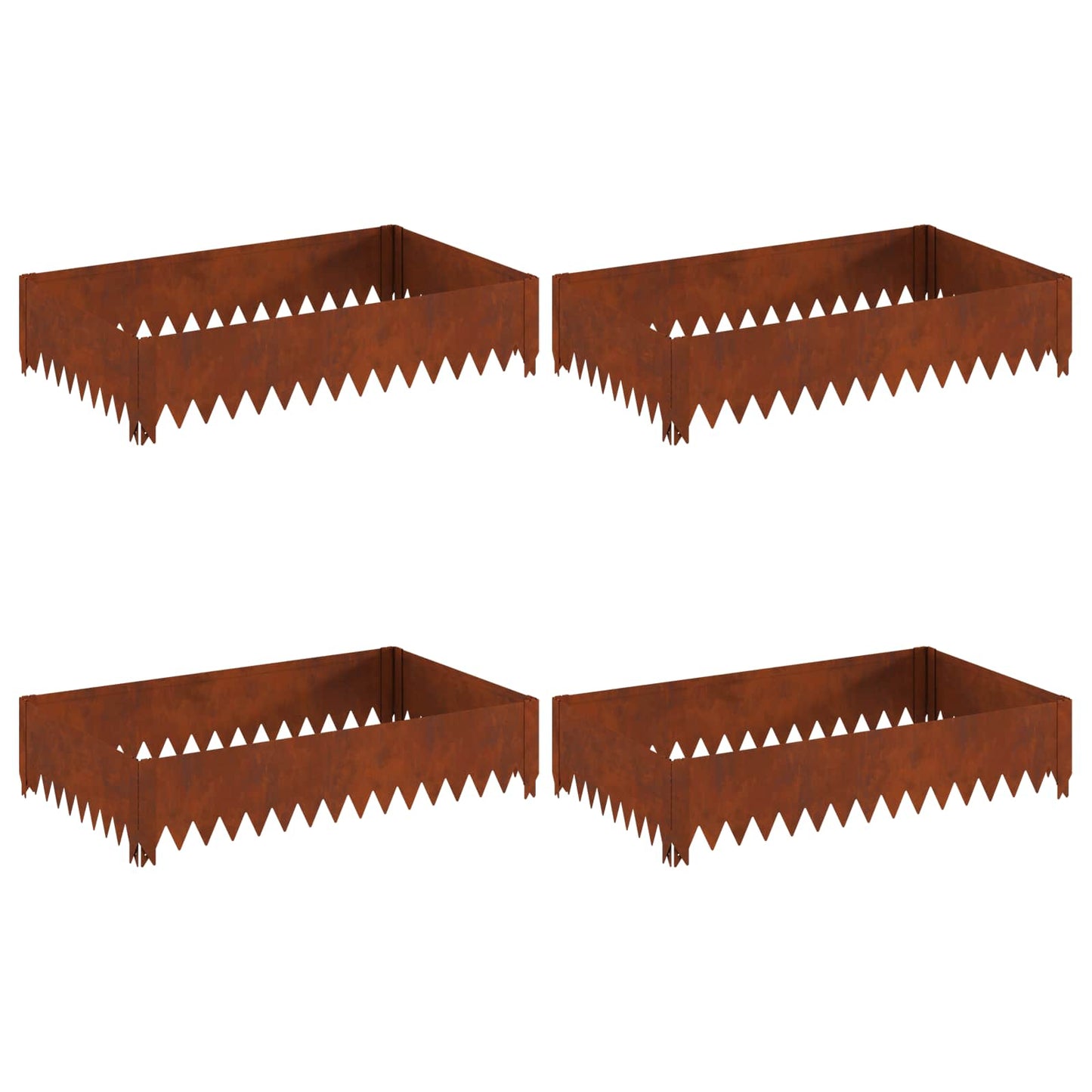 Plænekant 4 pcs 100 x 60 x 20 cm Stål Rusten