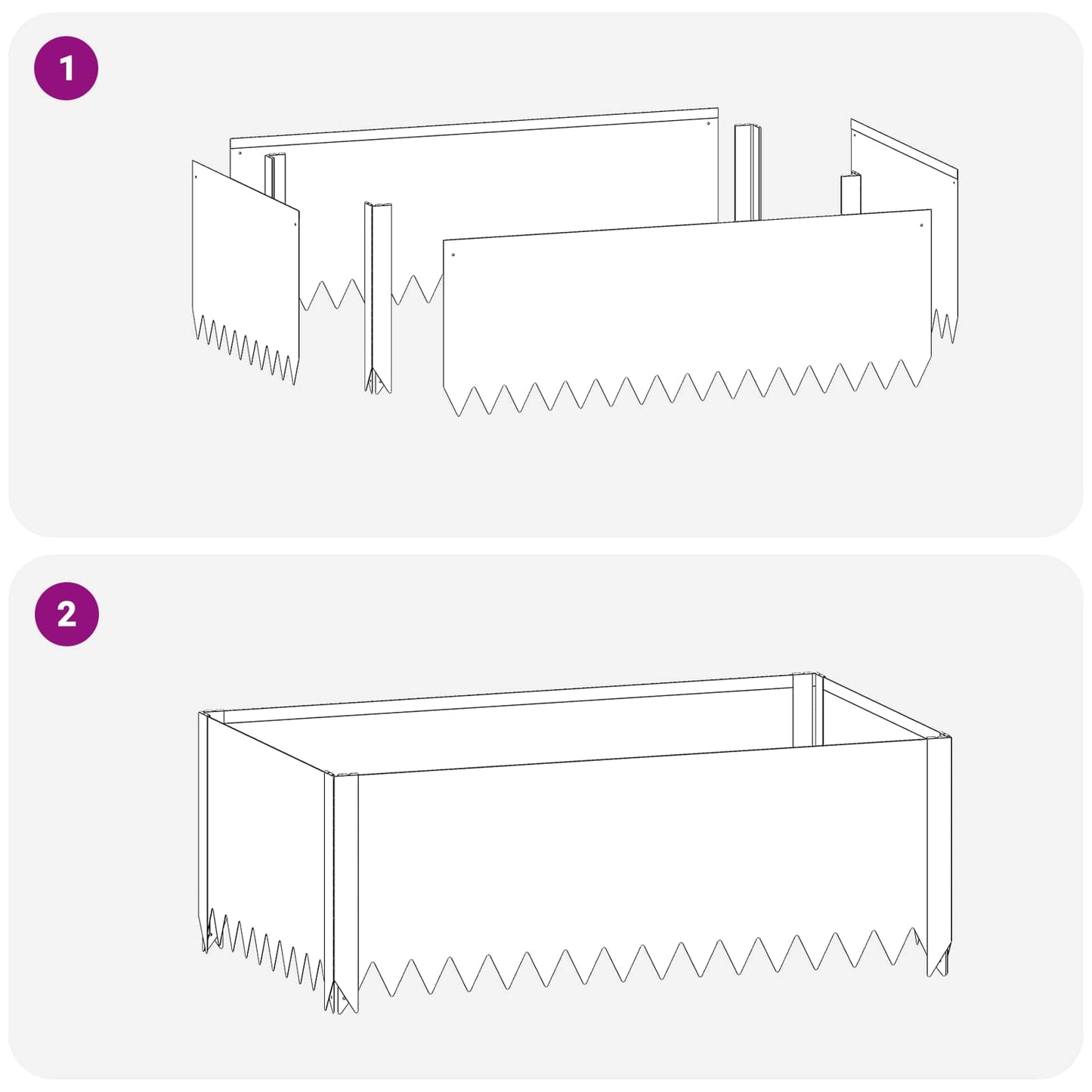 Plænekant 4 pcs 100 x 60 x 35 cm Stål Sølv