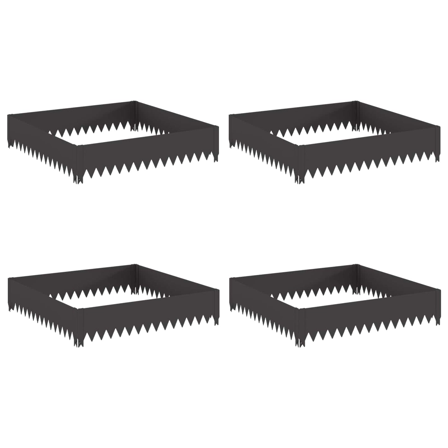 Plænekant 4 pcs 100 x 100 x 20 cm Stål Sort