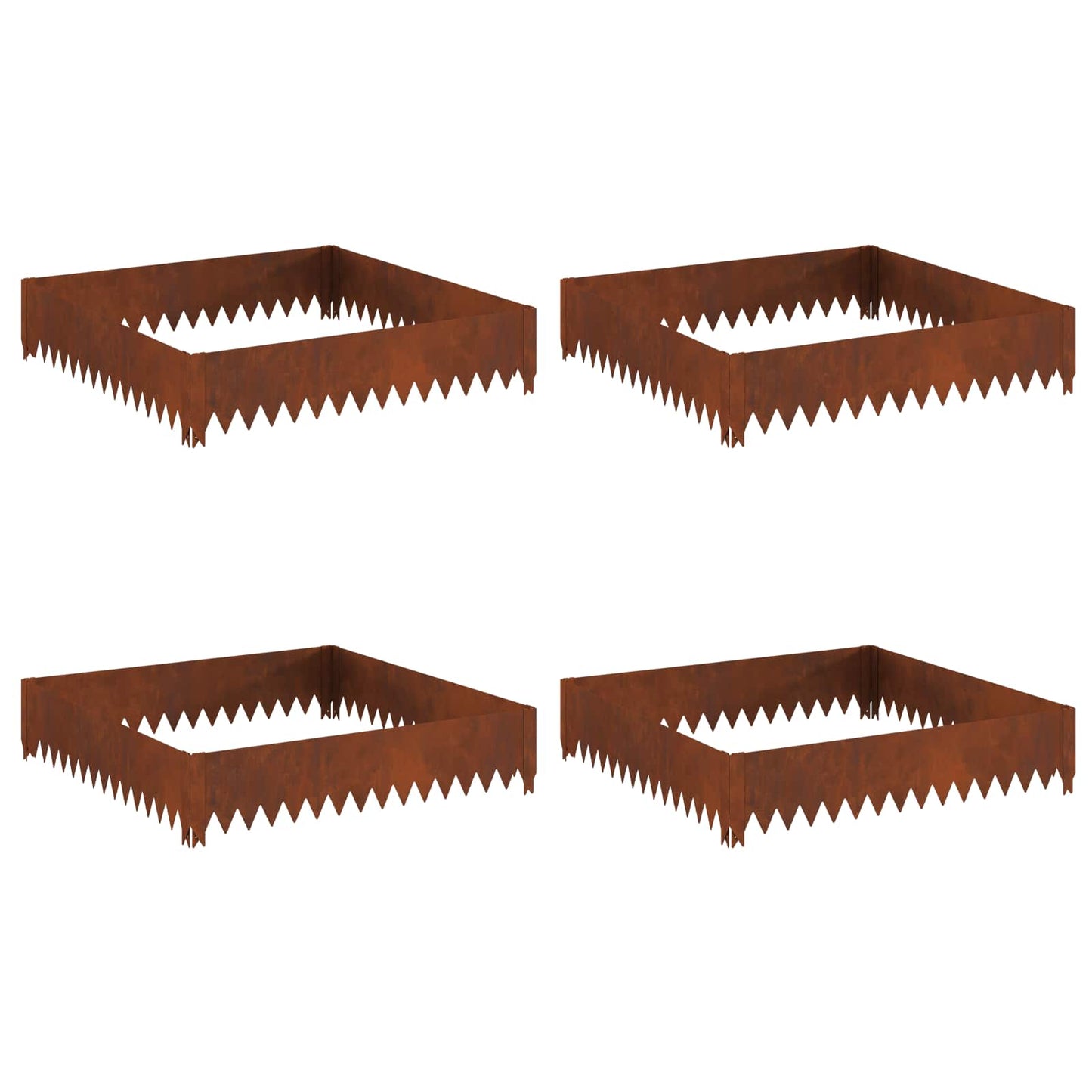 Plænekant 4 pcs 100 x 100 x 20 cm Stål Rusten