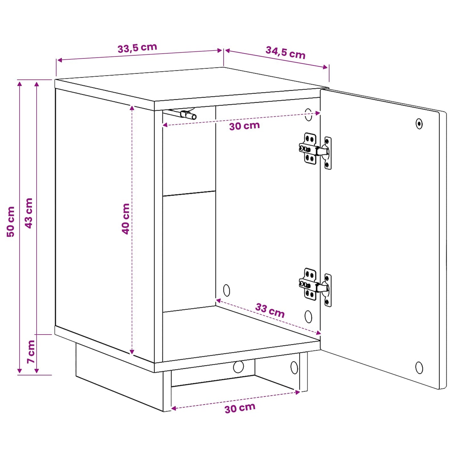 Natskab Røget eg 33,5 x 34,5 x 50 cm Konstrueret træ