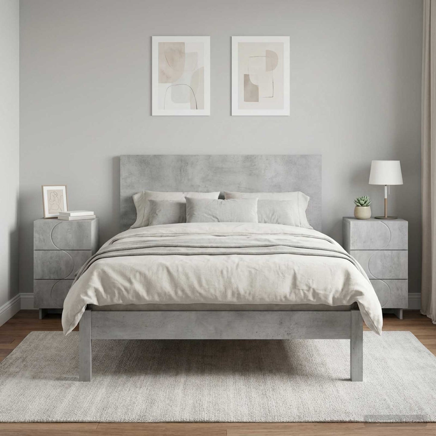 Natskab 2 pcs Betongrå 33,5 x 34,5 x 60 cm Konstrueret træ