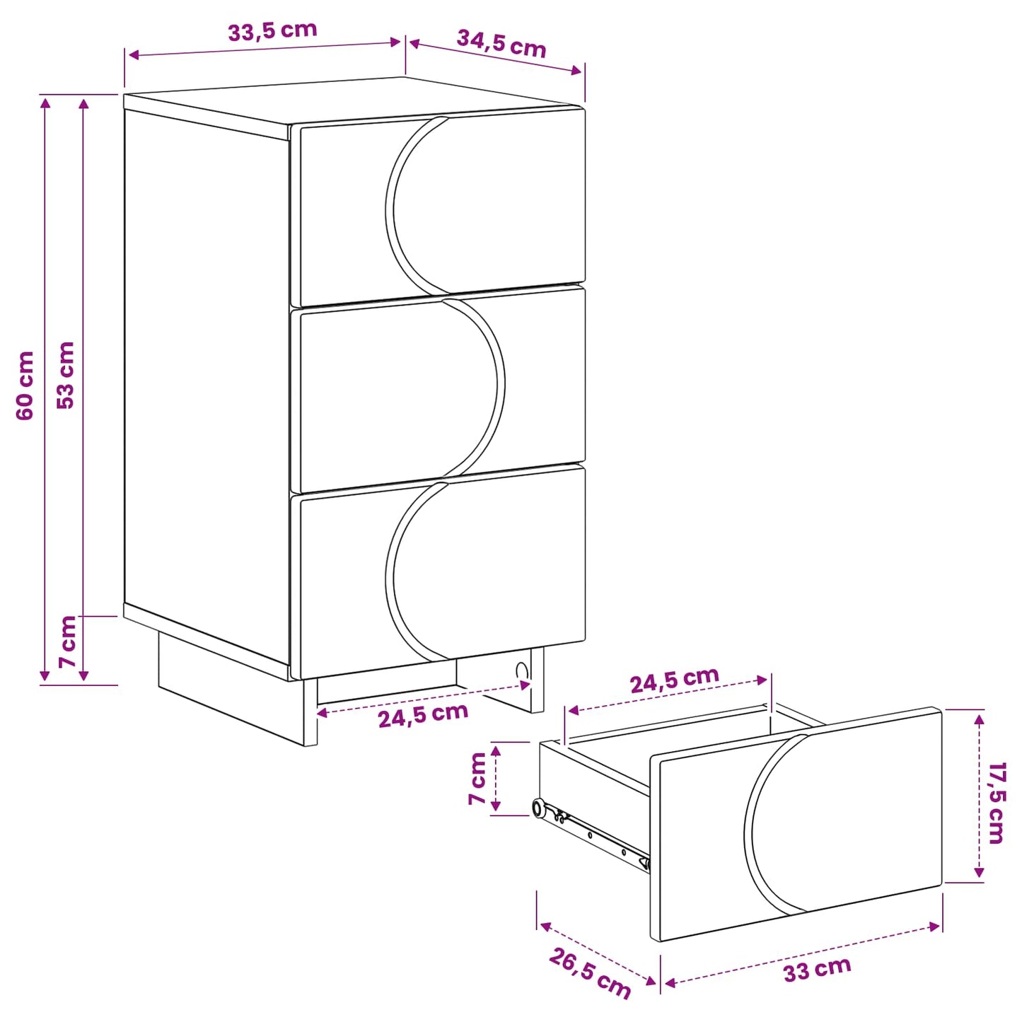 Natskab 2 pcs Grå Sonoma 33,5 x 34,5 x 60 cm Konstrueret træ