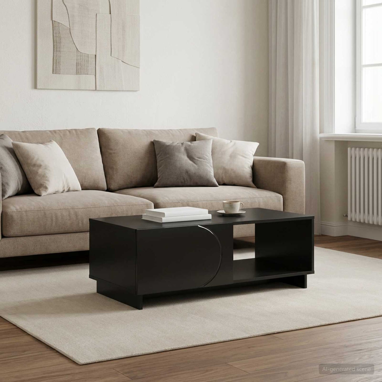 Sofabord Sort 95 x 50,5 x 35 cm Konstrueret træ