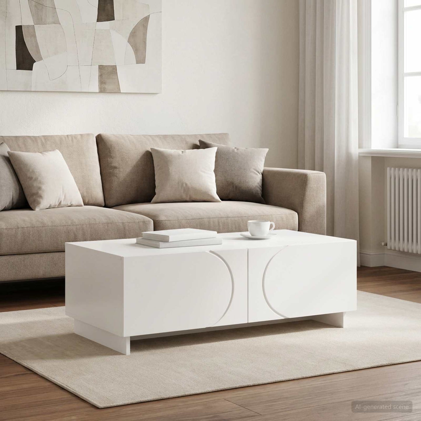 Sofabord Hvid højglans 102 x 50,5 x 35 cm Konstrueret træ