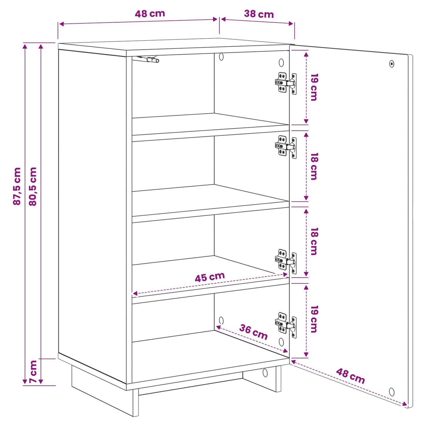 Sko skab 48 x 38 x 87,5 cm Konstrueret træ Røget eg