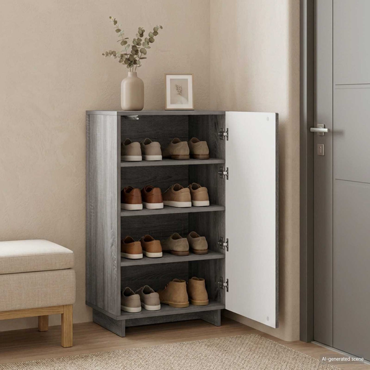 Sko skab 48 x 38 x 87,5 cm Konstrueret træ Grå Sonoma