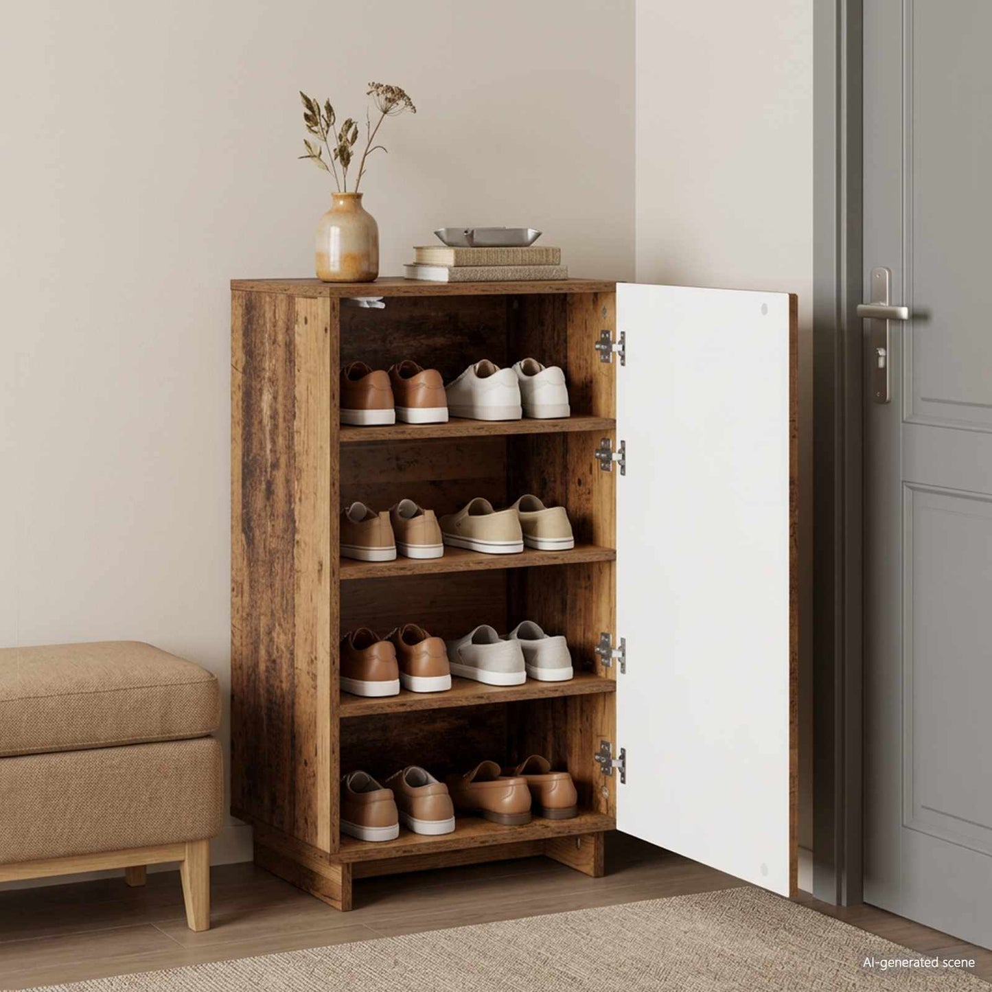 Sko skab 48 x 38 x 87,5 cm Konstrueret træ Gammelt træ