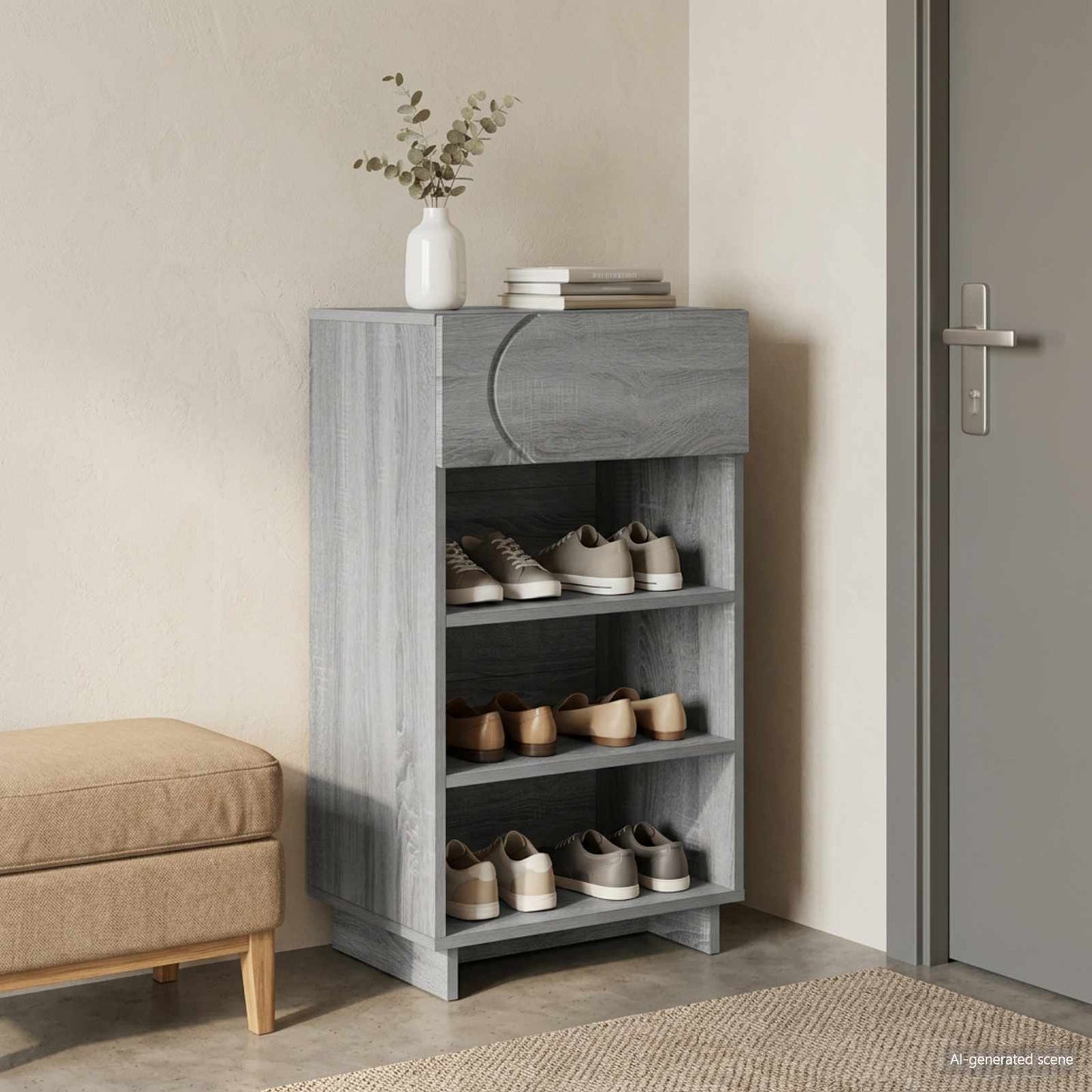 Sko skab 48 x 38 x 87,5 cm Konstrueret træ Grå Sonoma