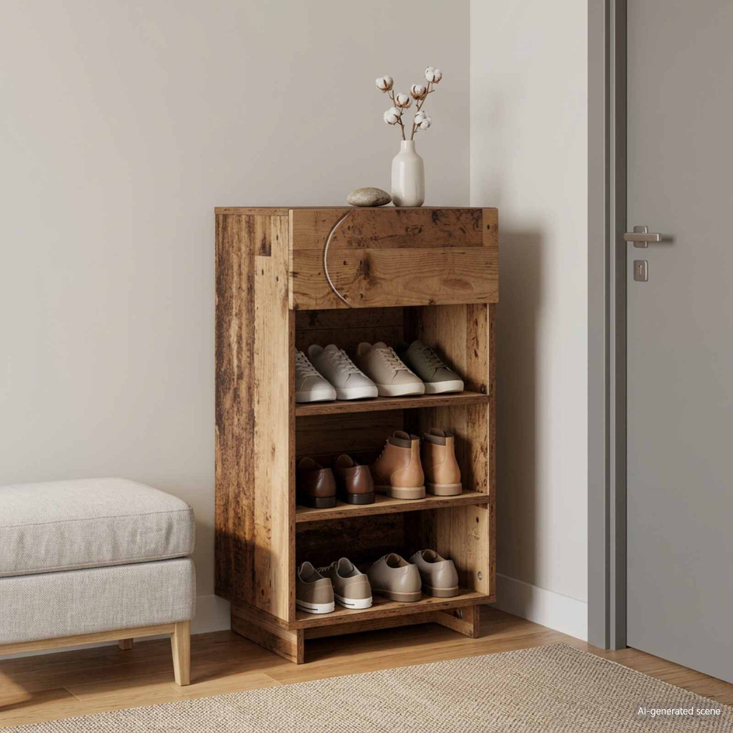 Sko skab 48 x 38 x 87,5 cm Konstrueret træ Gammelt træ