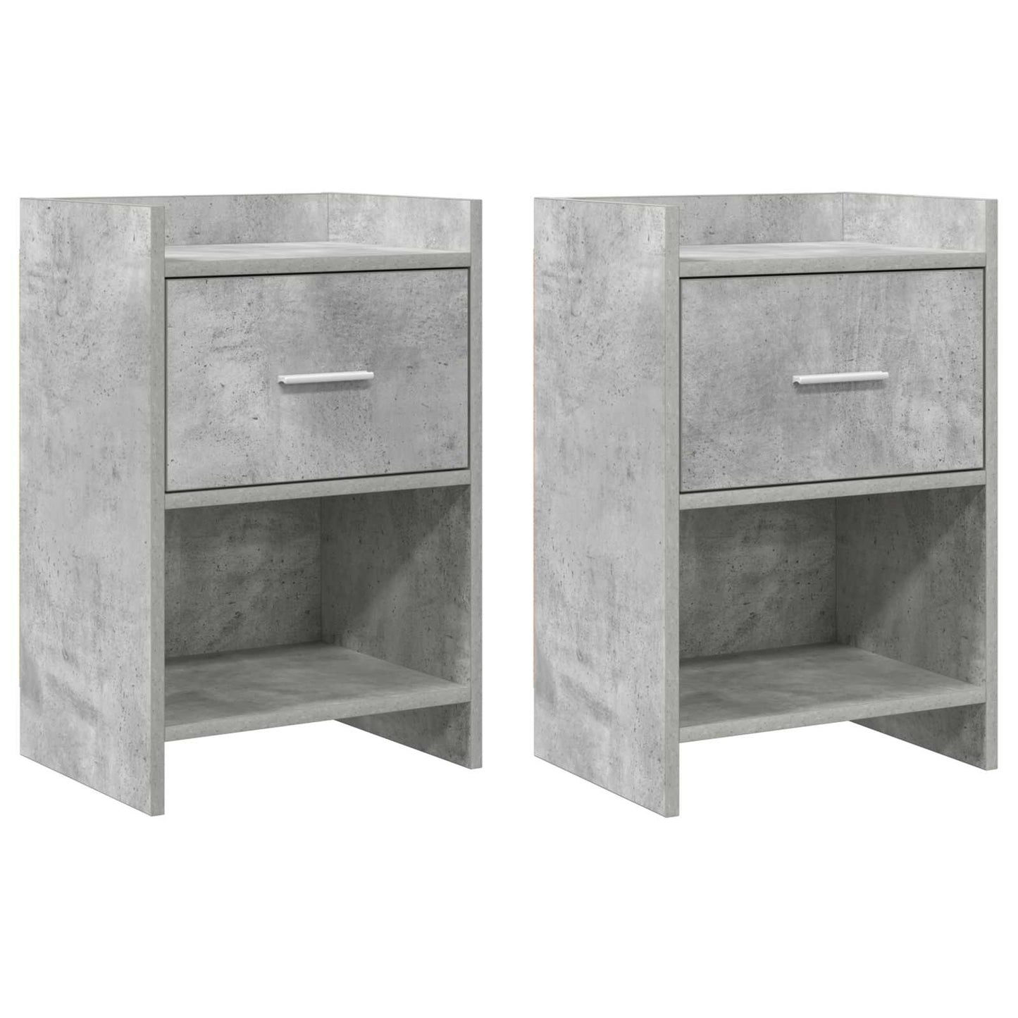 Sengeborde 2 pcs Betongrå 40 x 30 x 60 cm Konstrueret træ