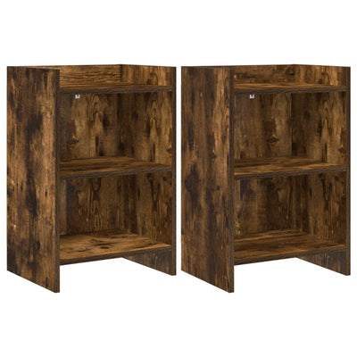 Sengeborde 2 pcs Røget eg 40 x 30 x 60 cm Konstrueret træ