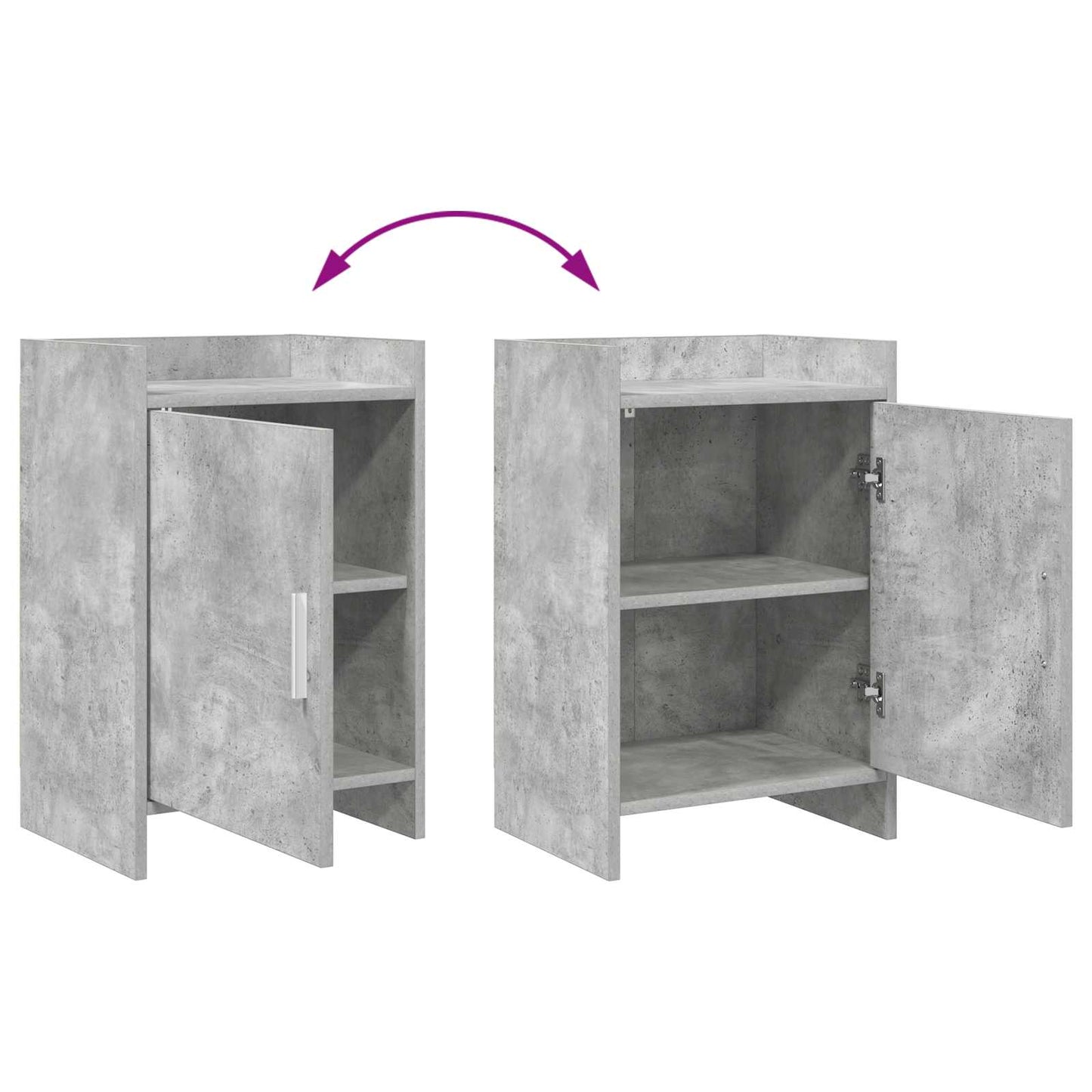 Sengeborde 2 pcs Betongrå 40 x 30 x 60 cm Konstrueret træ