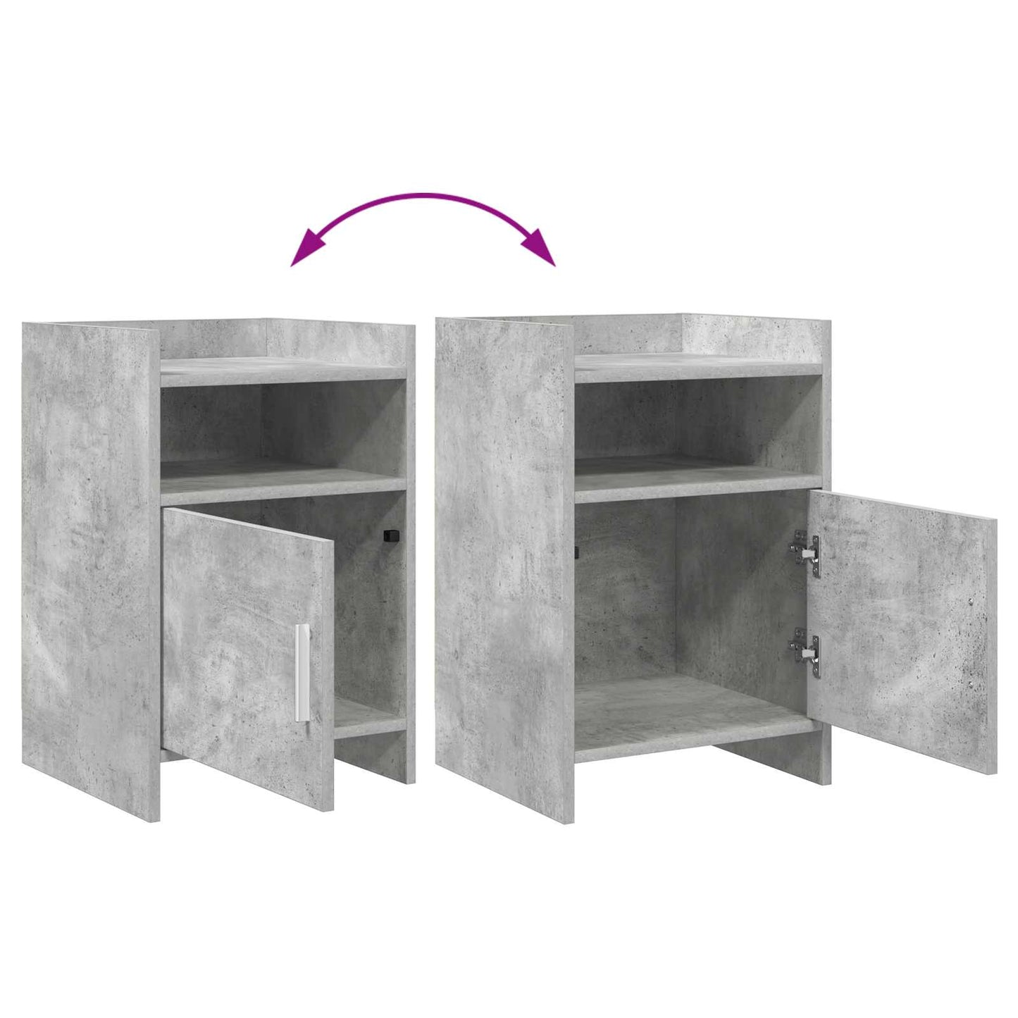 Sengeborde 2 pcs Betongrå 40 x 36 x 60 cm Konstrueret træ