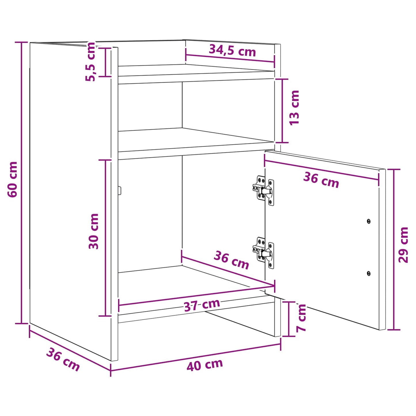 Sengeborde 2 pcs Gammelt træ 40 x 36 x 60 cm Konstrueret træ