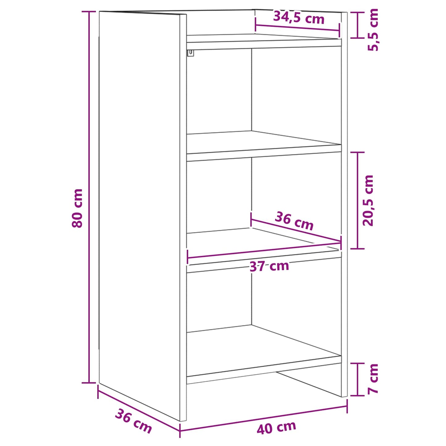 Sideboard Hvid 40 x 36 x 80 cm Konstrueret træ