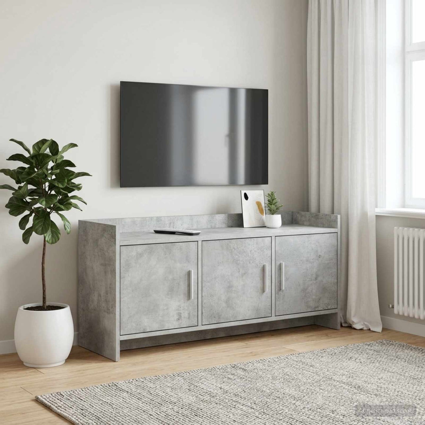 TV-skab 102 x 33 x 47 cm Betongrå Konstrueret træ