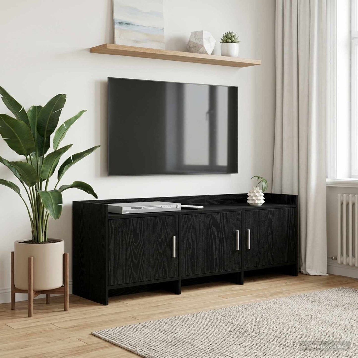 TV-skab 130 x 33 x 47 cm Sort eg Konstrueret træ