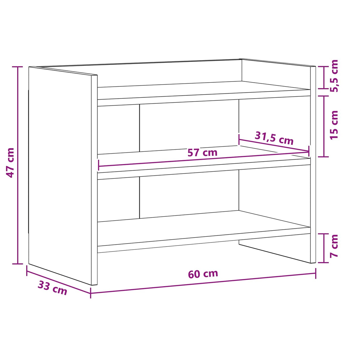 TV-skab 60 x 33 x 47 cm Hvid Konstrueret træ