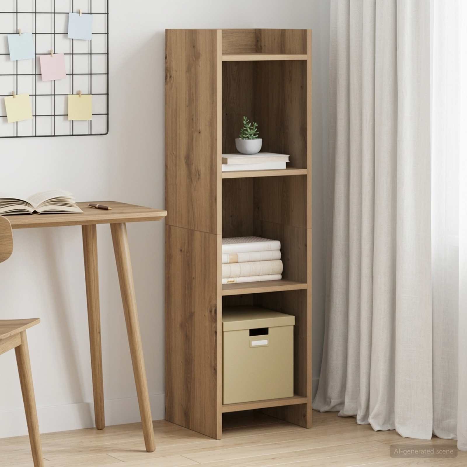 Bogreol 3 niveauer 30 x 30 x 111 cm Konstrueret træ Artisan-eg billede