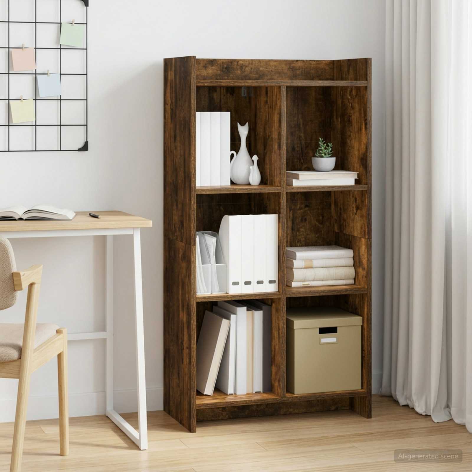 Bogreol Røget eg 59 x 30 x 111 cm Konstrueret træ billede