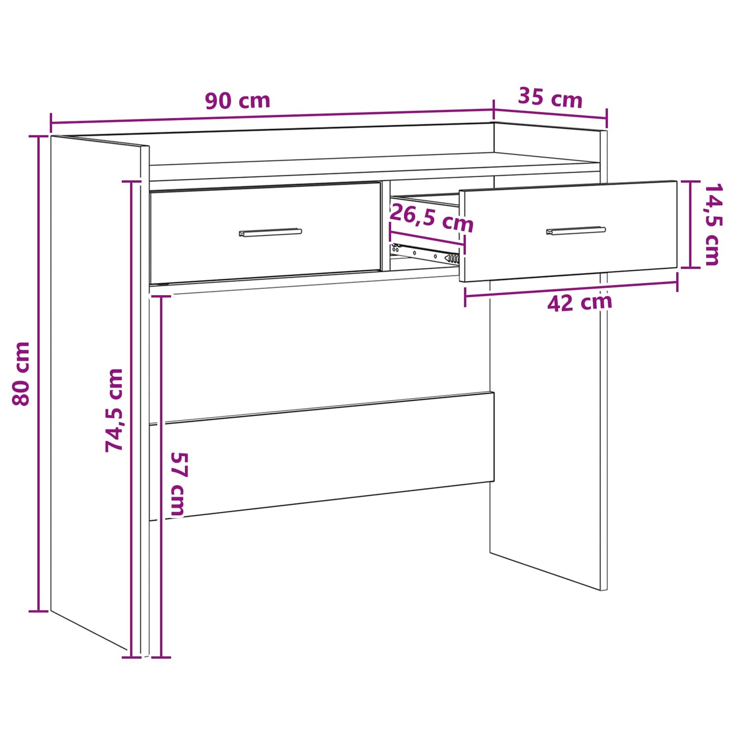 Konsolbord Gammelt træ 90 x 35 x 80 cm Konstrueret træ