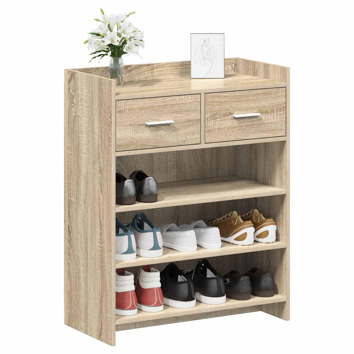 Sko skab med skuffe Sonoma-eg 73,5 x 36 x 92 cm Konstrueret træ