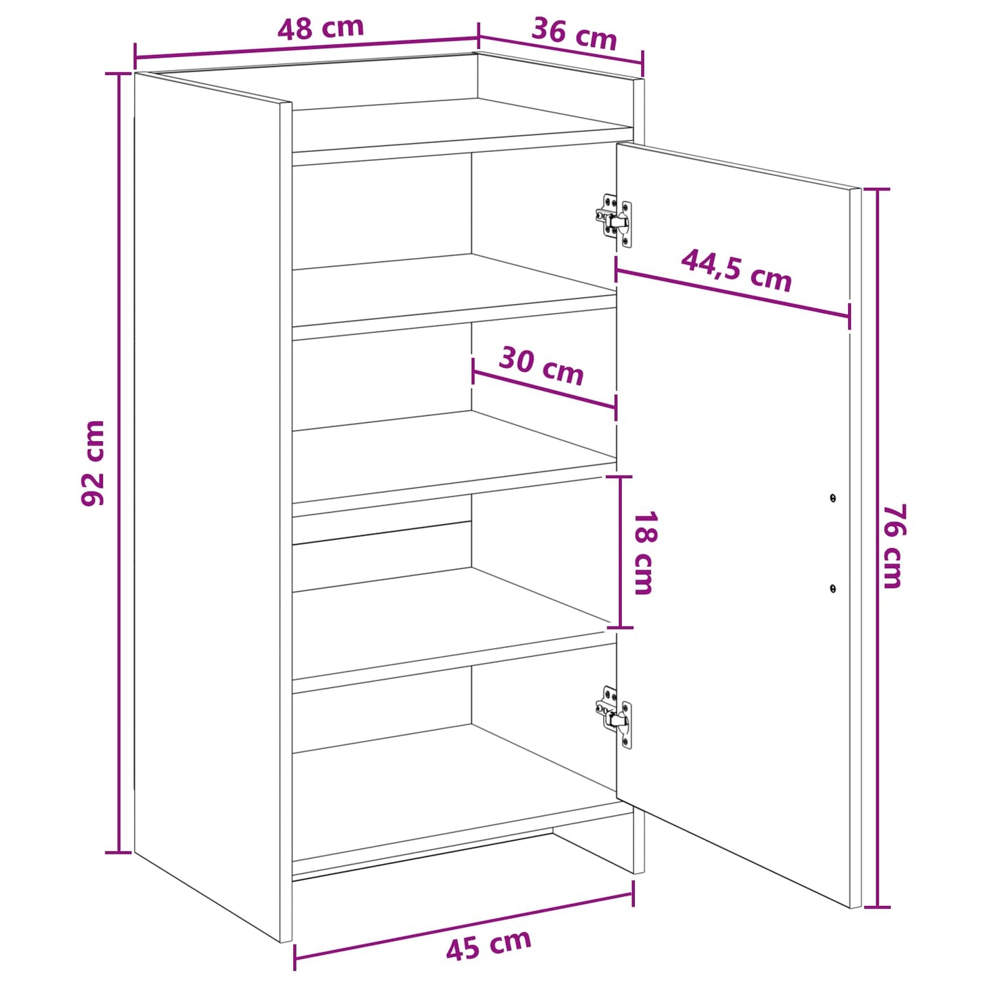 Sko skab 48 x 36 x 92 cm Konstrueret træ Artisan-eg