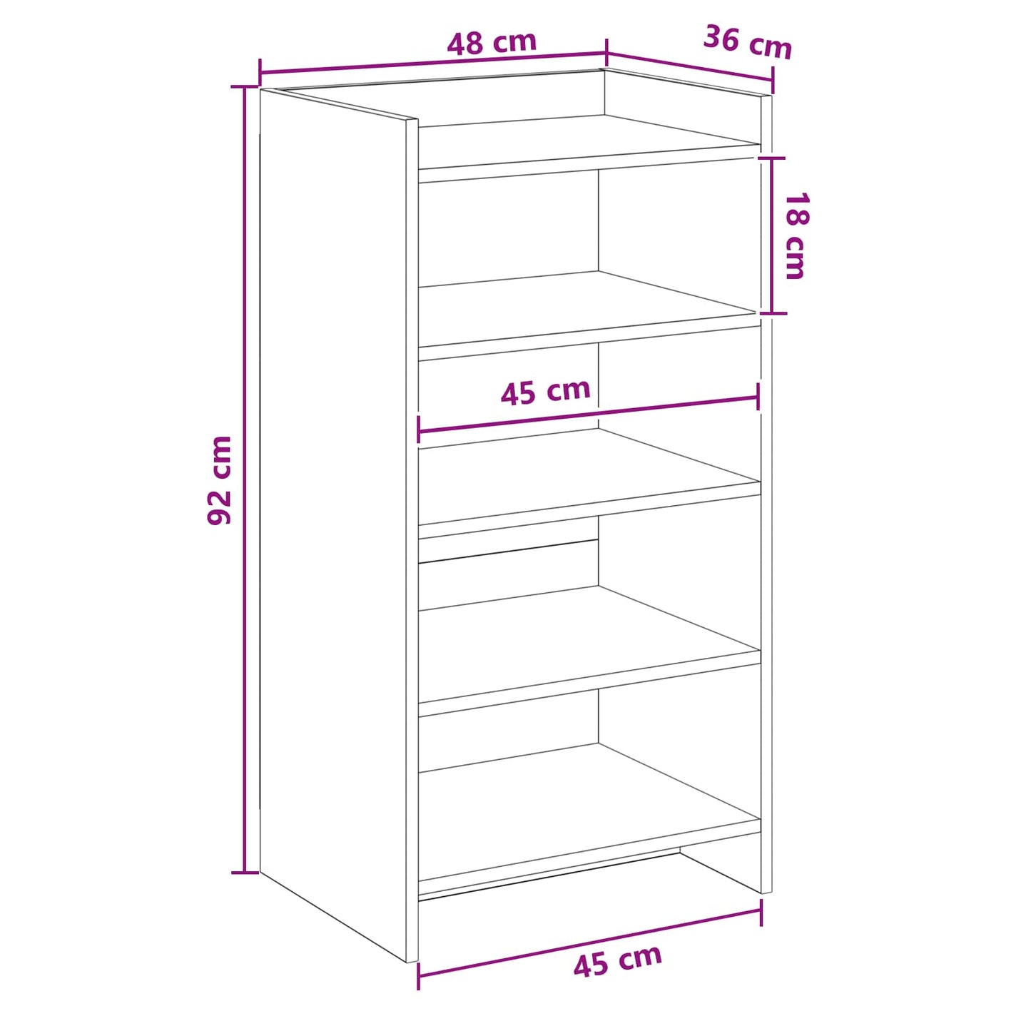 Sko skab 48 x 36 x 92 cm Konstrueret træ Artisan-eg