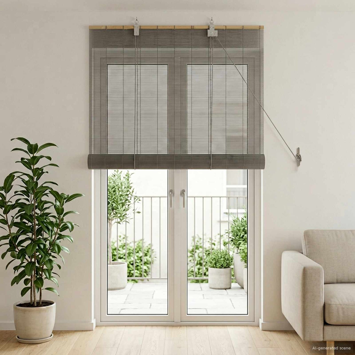 Rullegardin Grå 100 x 220 cm Bambus