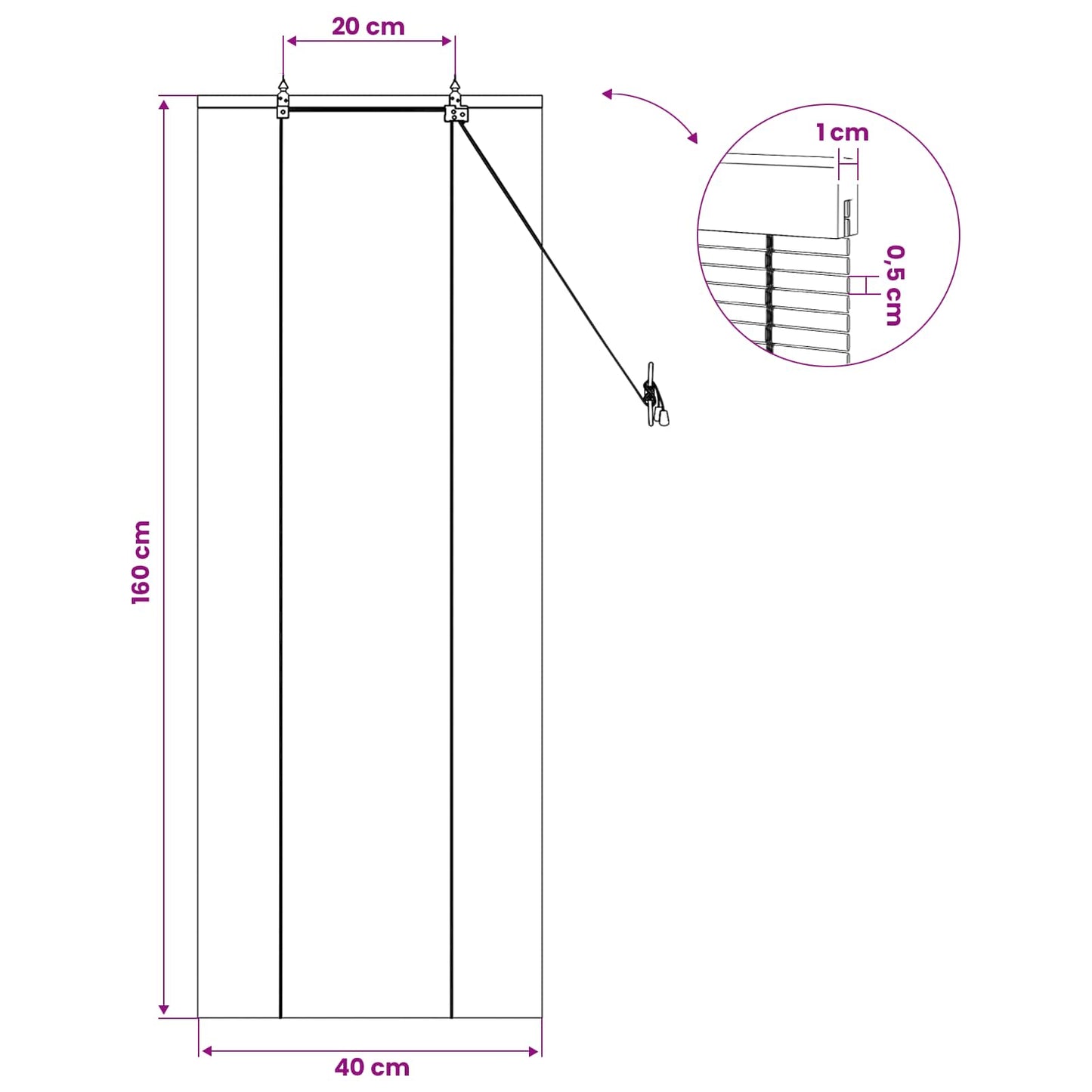 Rullegardin Naturfarvet 40 x 160 cm Bambus