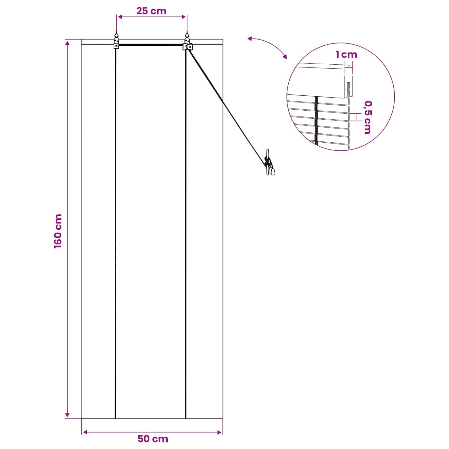 Rullegardin Naturfarvet 50 x 160 cm Bambus