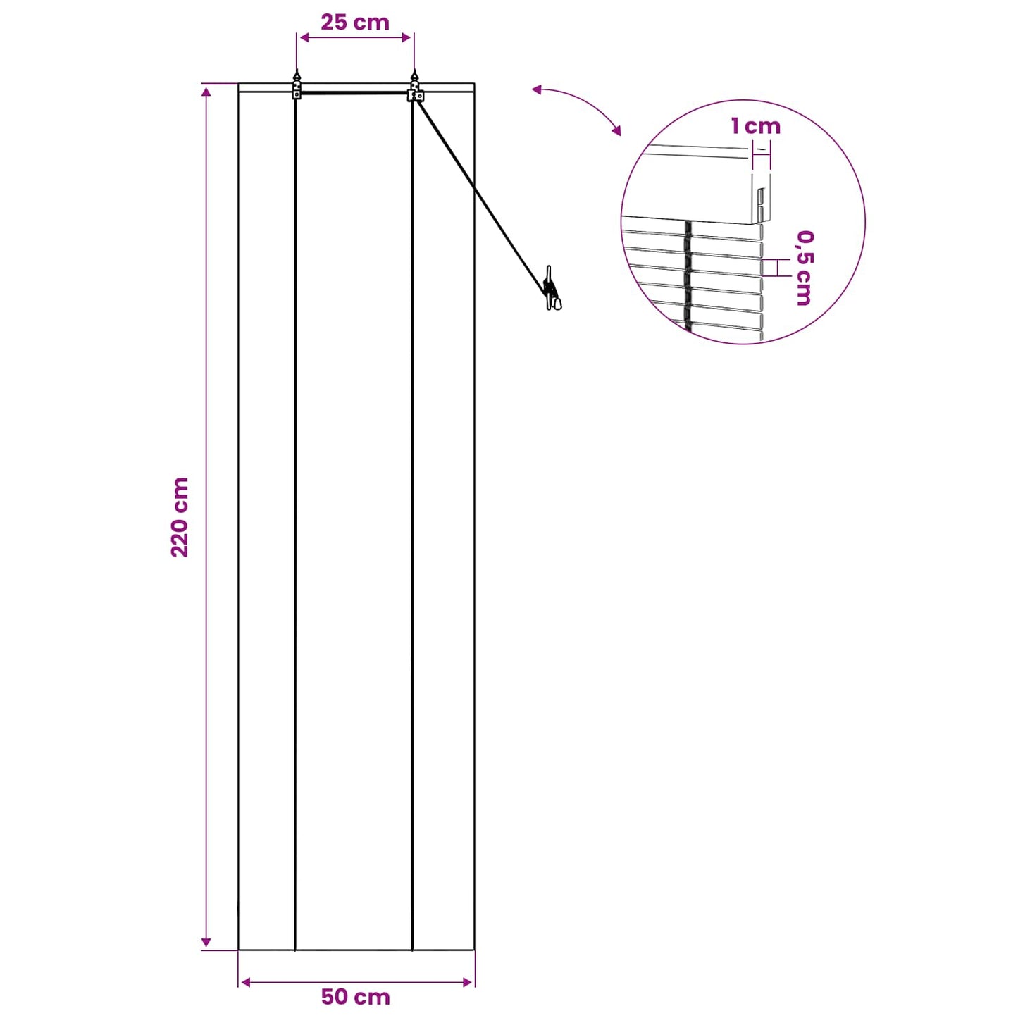 Rullegardin Naturfarvet 50 x 220 cm Bambus