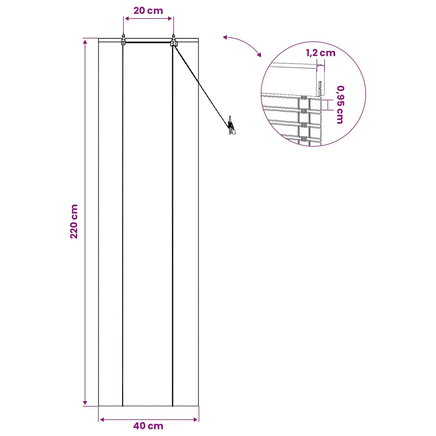 Rullegardin Naturlig og Brun 40 x 220 cm Bambus