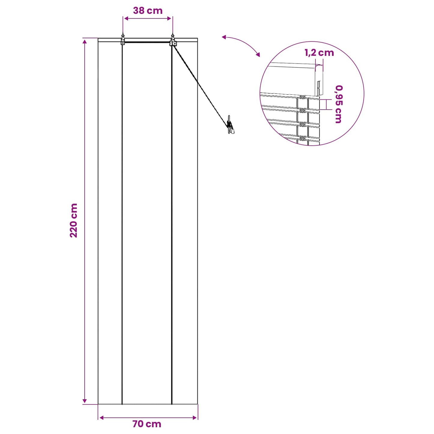 Rullegardin Naturlig og Brun 70 x 220 cm Bambus