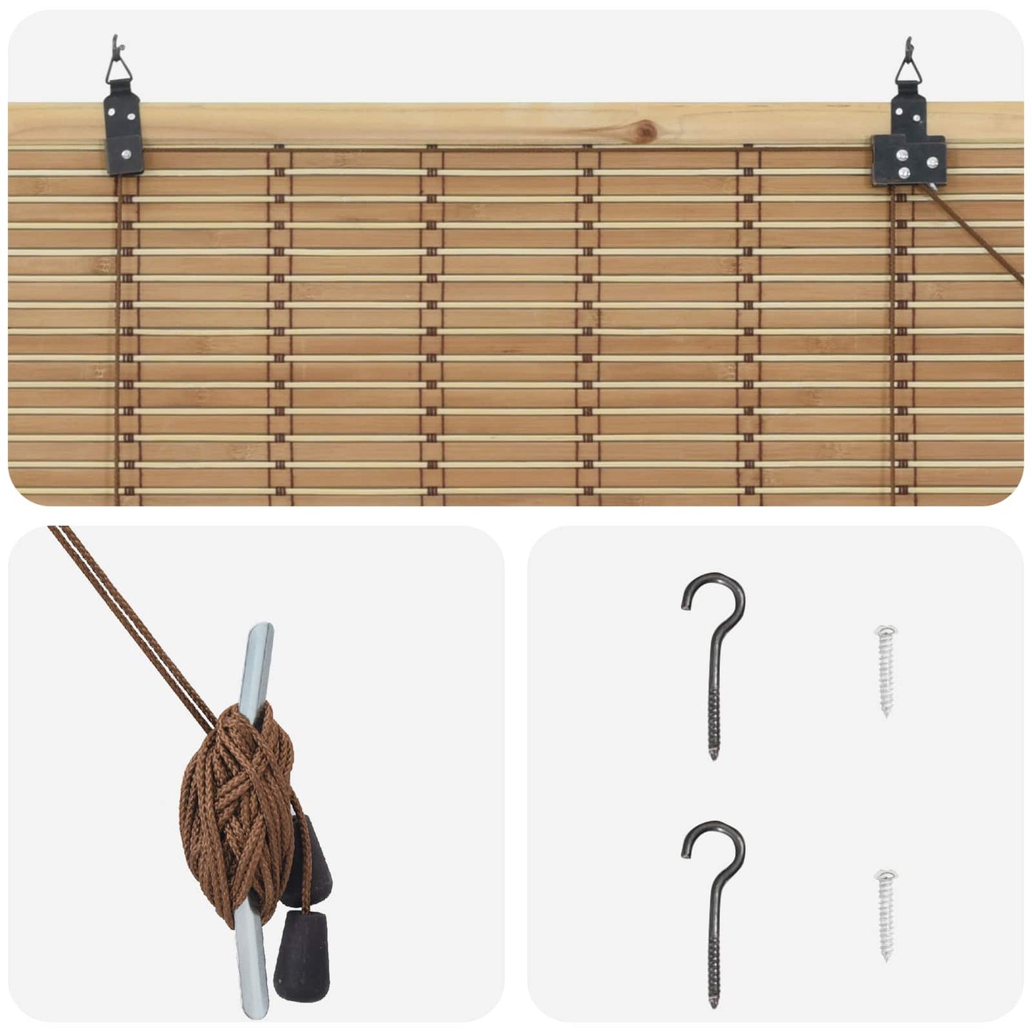 Rullegardin Naturlig og Brun 130 x 160 cm Bambus
