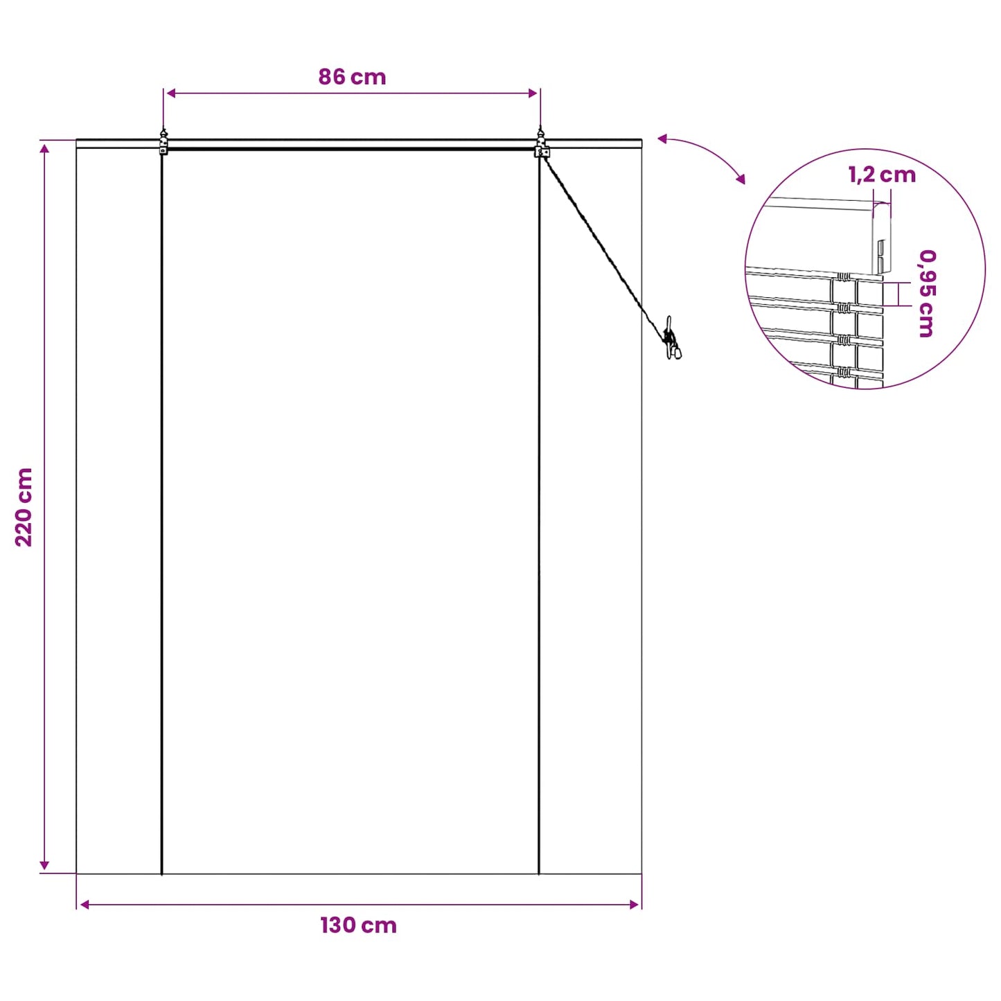 Rullegardin Naturlig og Brun 130 x 220 cm Bambus