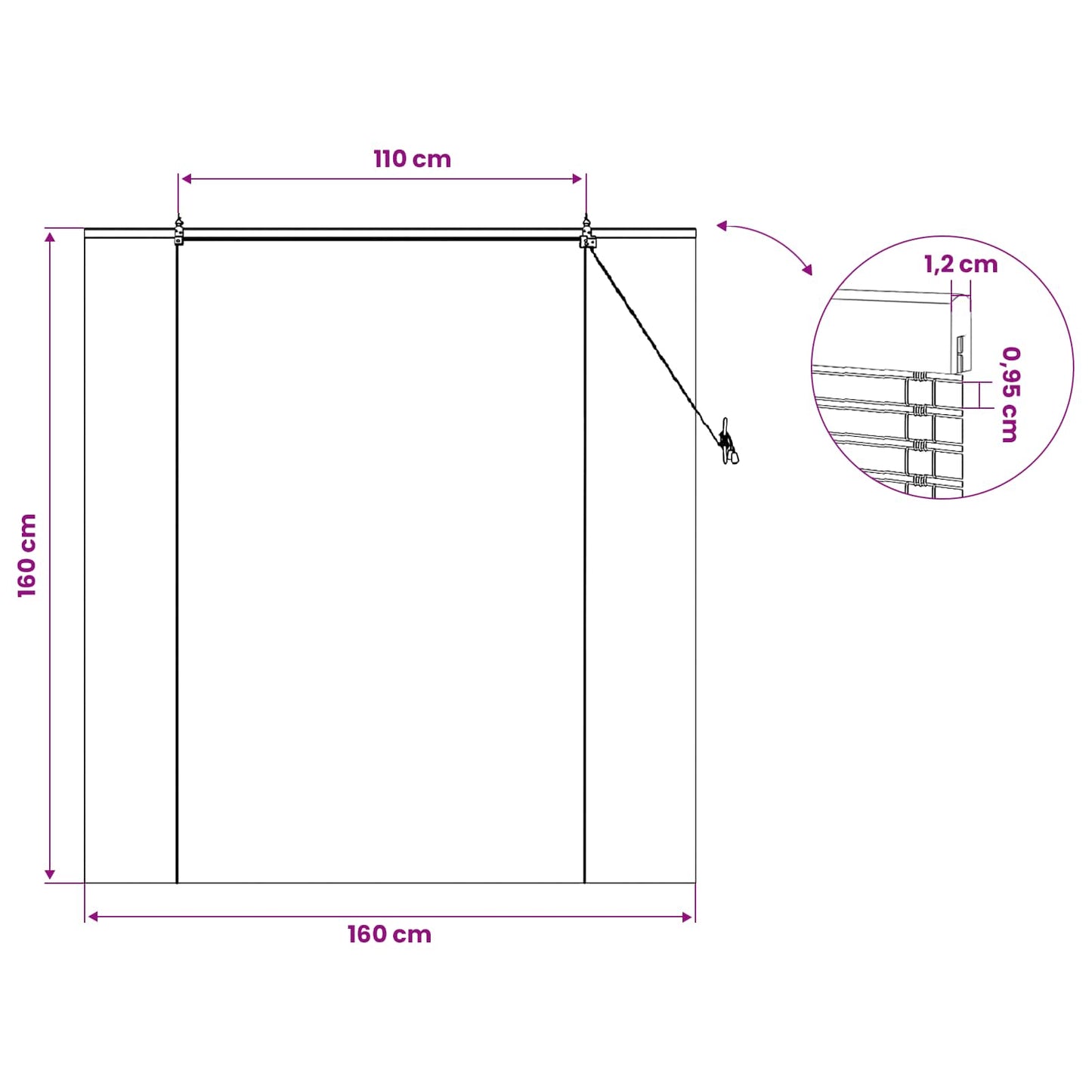 Rullegardin Naturlig og Brun 160 x 160 cm Bambus