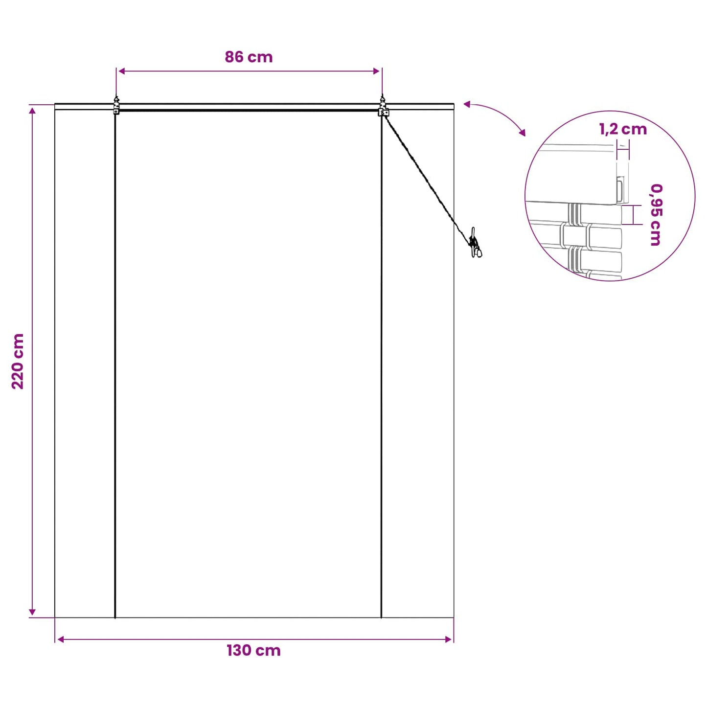 Rullegardin Brun 130 x 220 cm Bambus